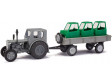 H0 - Traktor Pionier RS &#8203;&#8203;01 s přívěsem T4 a kabinami, šedý