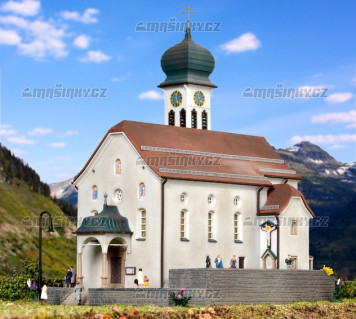 N - Kostel Wassen u Gotthardbahnu