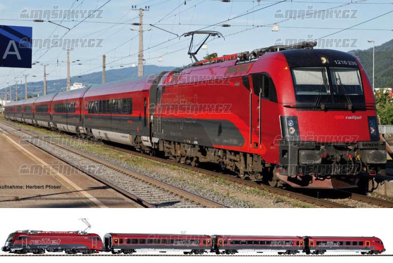H0 - Vlakov souprava Railjet Rh 1216 + 3 osobn vozy, BB (analog) #1