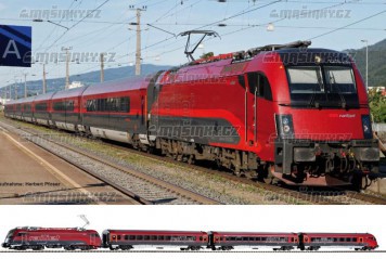 H0 - Vlakov souprava Railjet Rh 1216 + 3 osobn vozy, BB (analog)