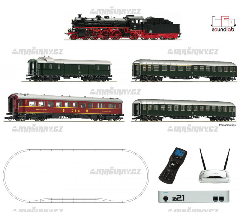 H0 - Startset s ozvuenou lokomotivou BR 18.6 a temi os. vozy - DB (DCC, zvuk, z21, MM-Wlan) #1