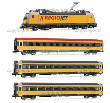 N - Čtyřdílný set lokomotiva 386 a tři vozy 'RegioJet' CZ (DCC)