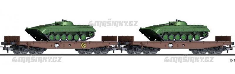 H0 - Dvojit nkladn vz Rmms 3960 s dvma tanky BMP-1 "NVA", DR #1