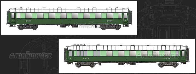 H0 - Set dvou voz Pullman "Transatlantique", ETAT Railways A2syfi (Kitchen)  A4yfiETAT Ep.IIb #1