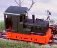 H0e - Dieselov lokomotiva Plymouth erven podvozky/zelen kastle