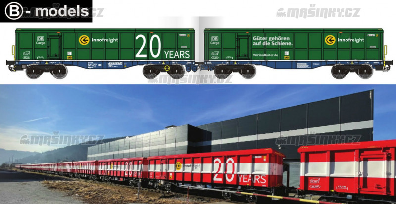 H0 - Dva vozy 20Years Innofreight Green  - DB Cargo #1
