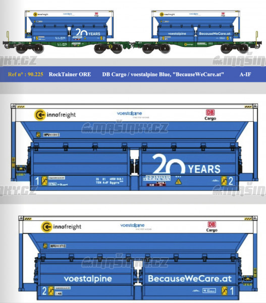 H0 - Dva vozy Rocktainer ORE Voestalpine Blue - DB Cargo #1