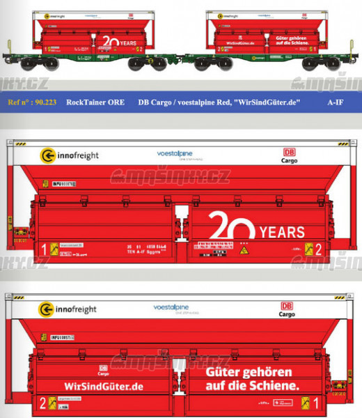 H0 - Dva vozy Rocktainer ORE Voestalpine Red - DB Cargo #1