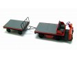 H0 - Plošinový vozík s přívěsem - červený