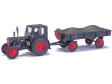 H0 - H0 - Traktor Pioneer RS 01 VEB obchod s uhlím s přívěsem T4 s nákladem