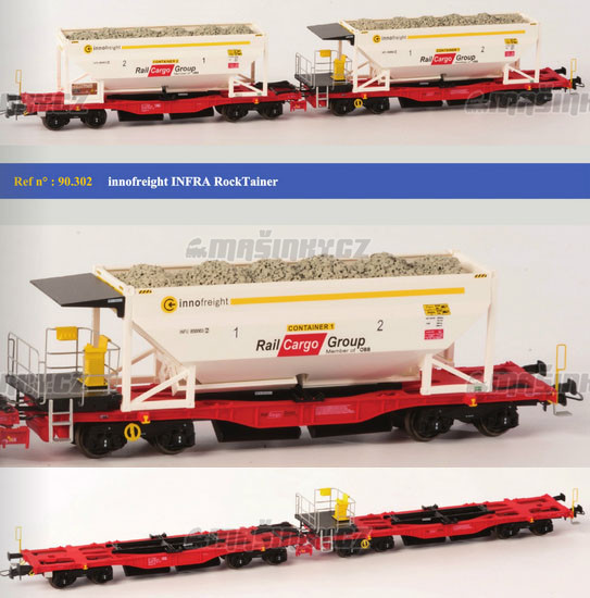H0 - Dva vozy infra RockTainer s nkladem - Rail Cargo Group #1