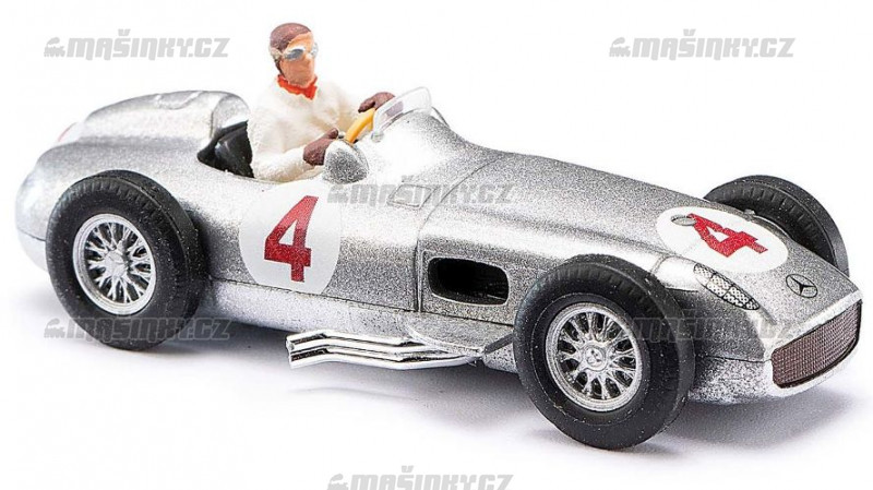 H0 - Mercedes-Benz stbrn s figurkou J.M. Fangio #1