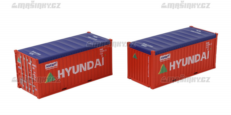 H0 -2-dln set Container 20 Hundai - Open Top #1