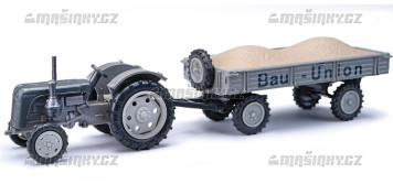 H0 - Traktor Famulus s pvsem Bau-Union, ed