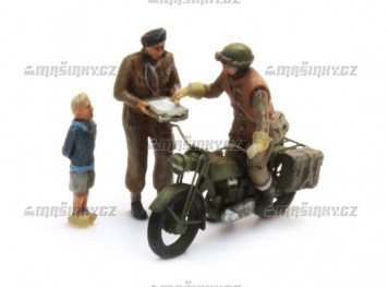 H0 - UK Triumph motocykl + 3 figurky