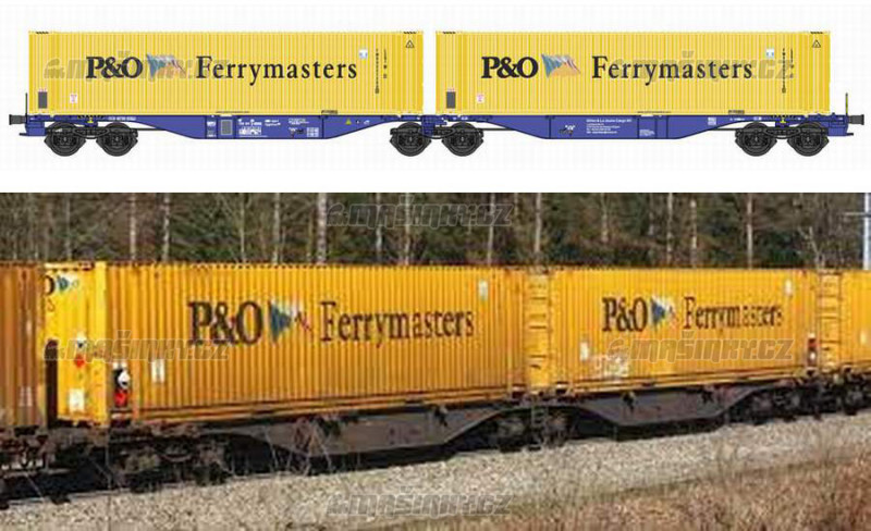H0 - Dvojit ploinov vz s kontejnery Crossrail Sggmrss 90 P&O Ferrymasters NH #1