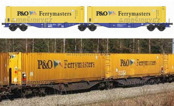 H0 - Dvojit ploinov vz s kontejnery Crossrail Sggmrss 90 P&O Ferrymasters NH