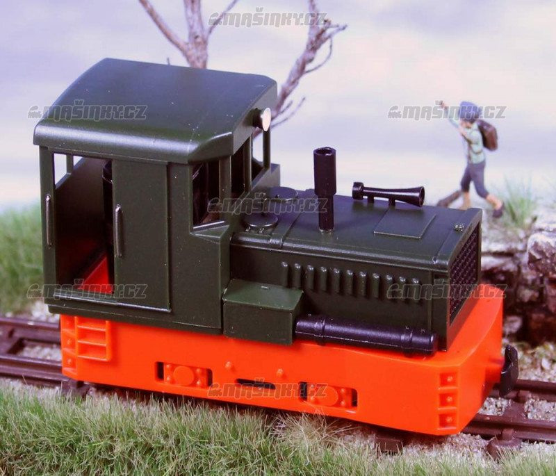 H0e - Dieselov lokomotiva Plymouth erven podvozky/zelen kastle #1