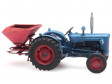 H0 - Traktor Fordson, modrý s rozmetačem umělých hnojiv